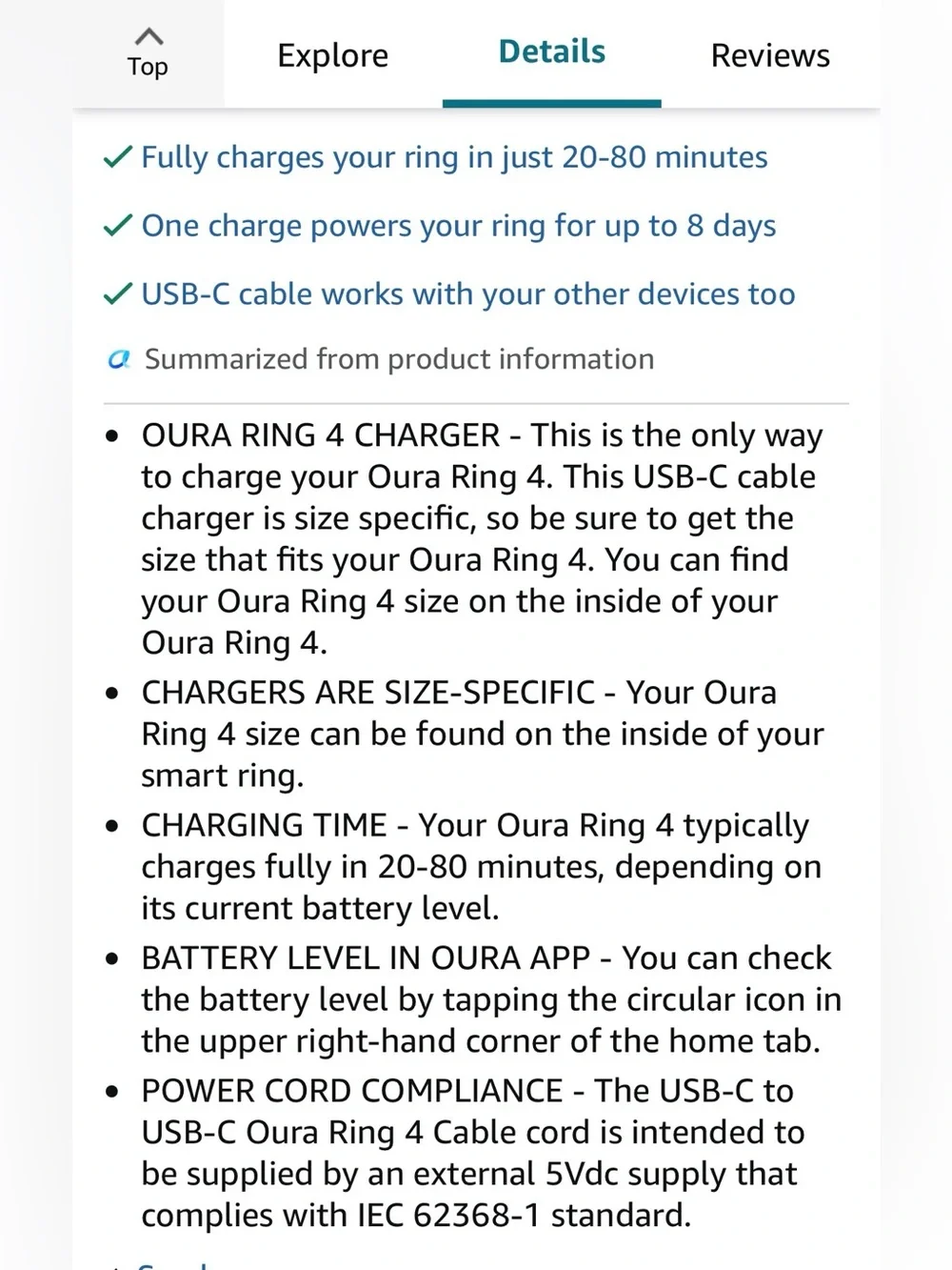 Oura gen 4 Charging Dock USB‑C in Gray